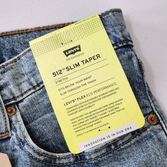 NWT Levi's 512 Slim Taper Jeans Paint Splatter Blue Mens 32x32 - Picture 3 of 7